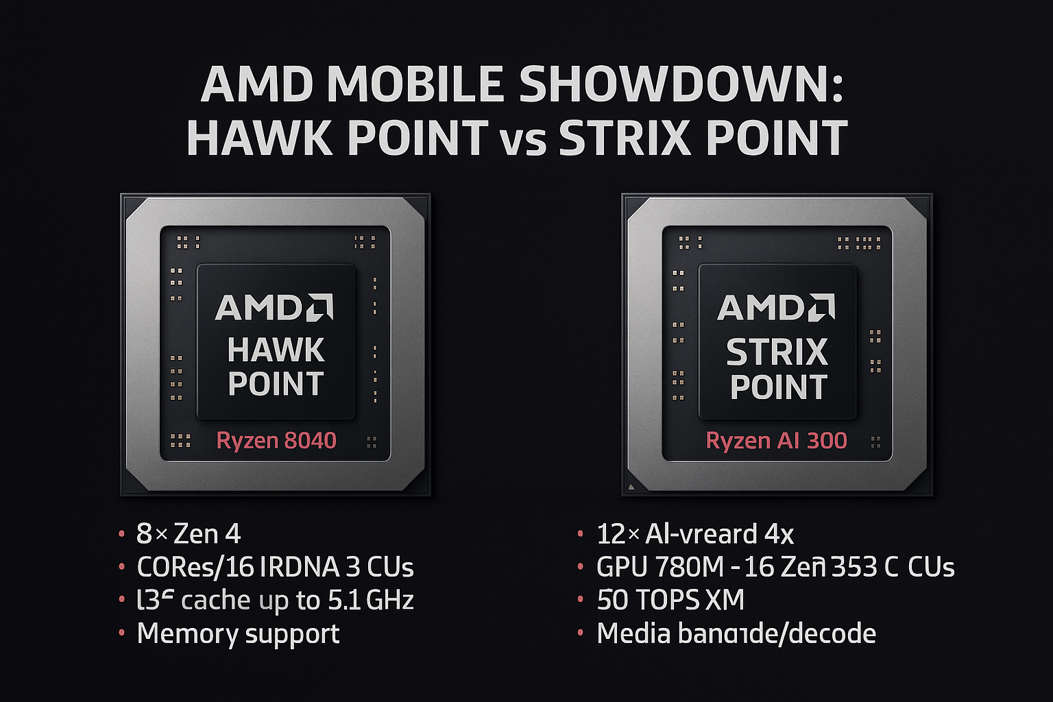 Comparing AMD Hawk Point vs Strix Point Specs