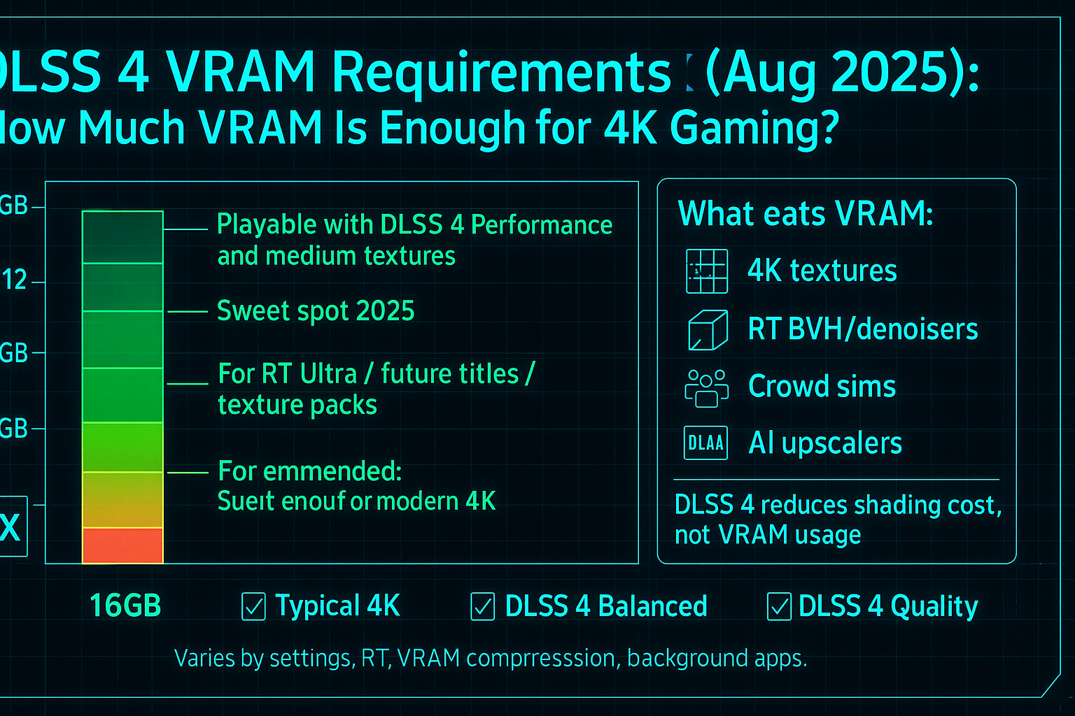 DLSS 4 VRAM Requirements (Aug 2025): How Much VRAM is Enough for 4K Gaming?