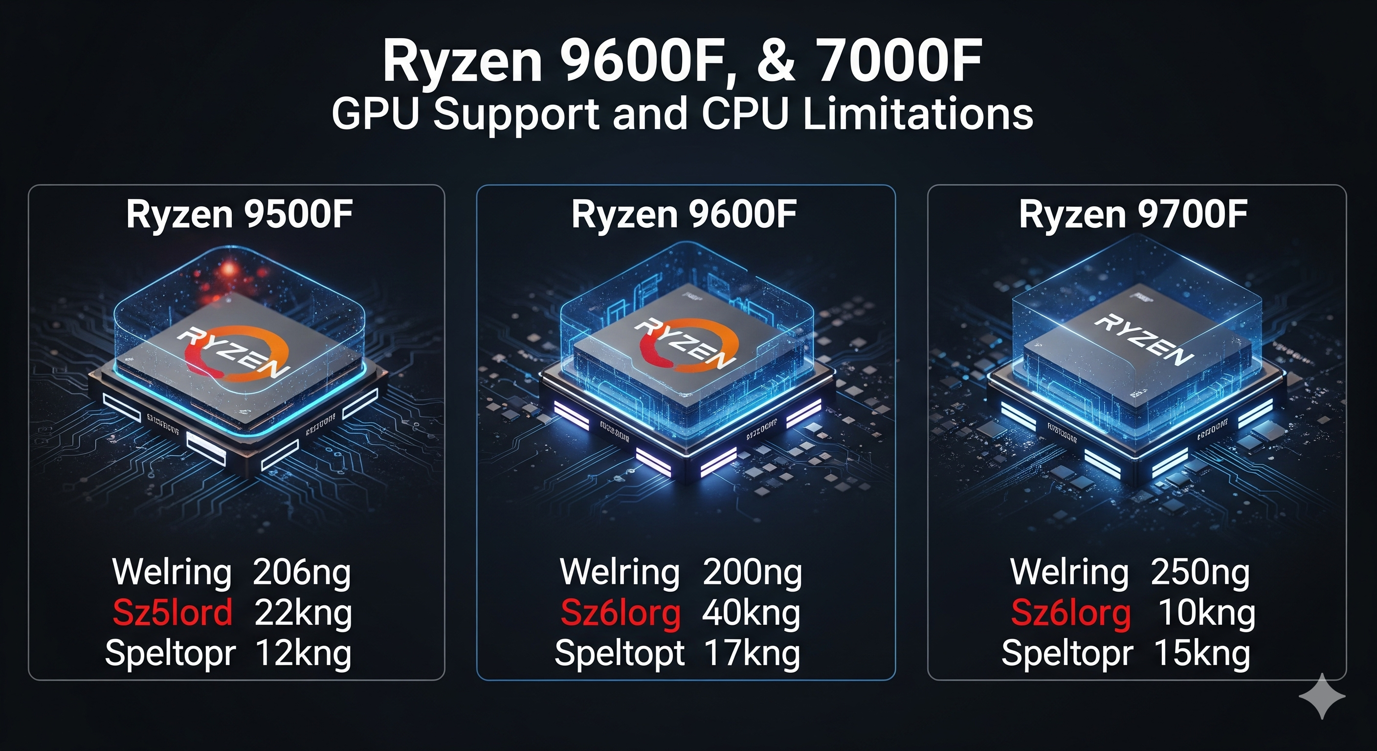 Ryzen 9500F, 9600F, & 9700F GPU Support and CPU Limitations