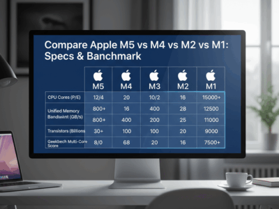 Compare Apple M5 vs M4 vs M3 vs M2 vs M1 Specs & Benchmark