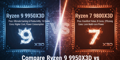 Compare Ryzen 9 9950X3D vs Ryzen 7 9800X3D Pros & Cons