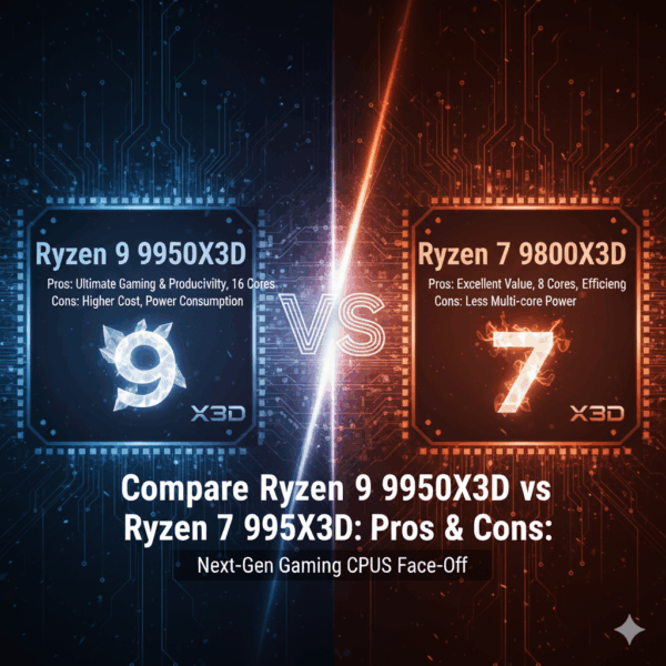 Compare Ryzen 9 9950X3D vs Ryzen 7 9800X3D Pros & Cons