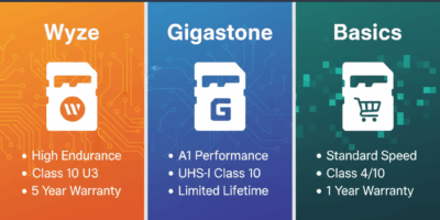 Comparing Cheap MicroSD Card Wyze, Gigastone & Basics Spec