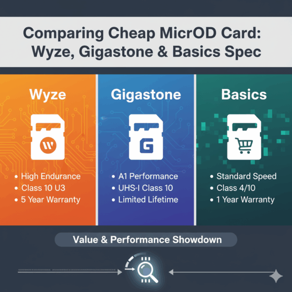 Comparing Cheap MicroSD Card Wyze, Gigastone & Basics Spec