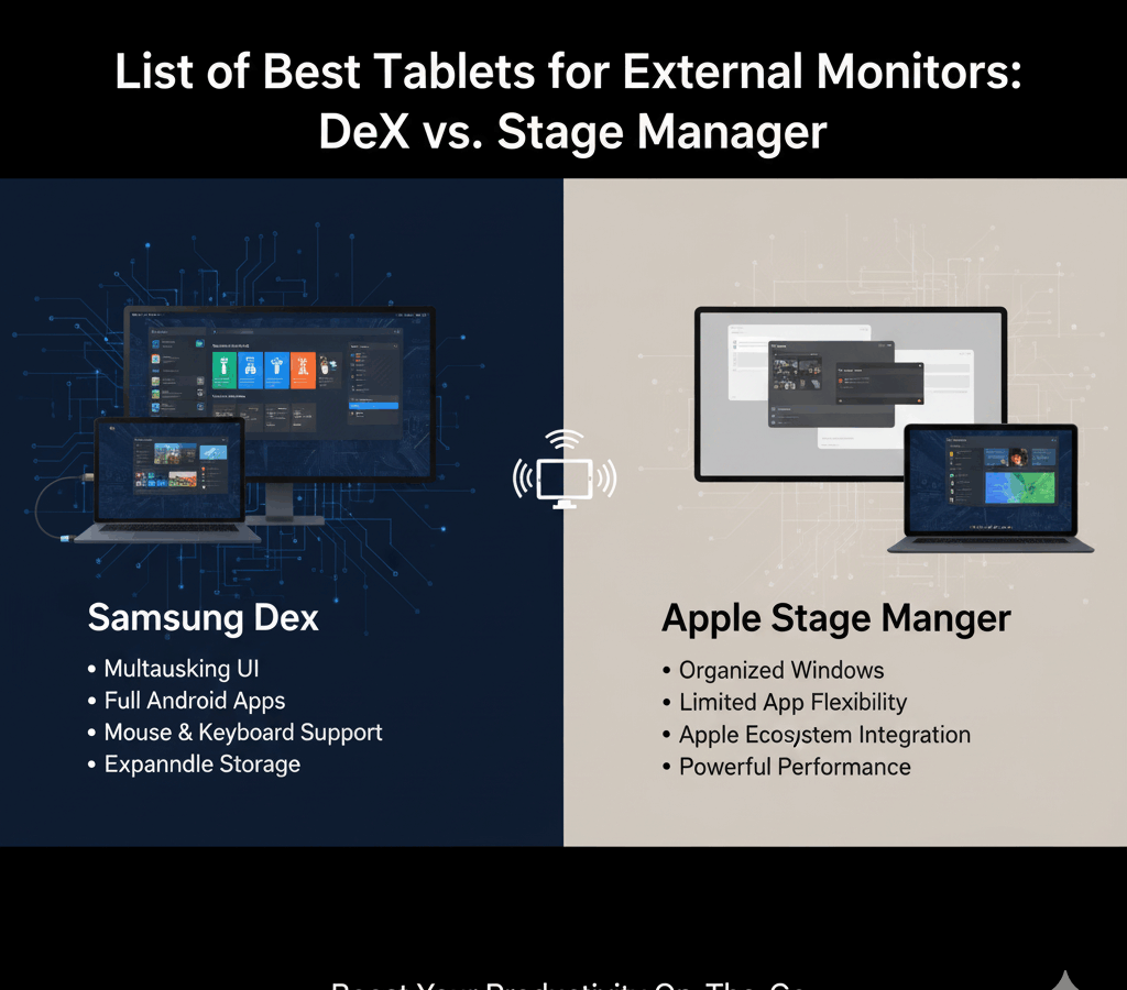 List of Best Tablets for External Monitors: DeX vs. Stage Manager