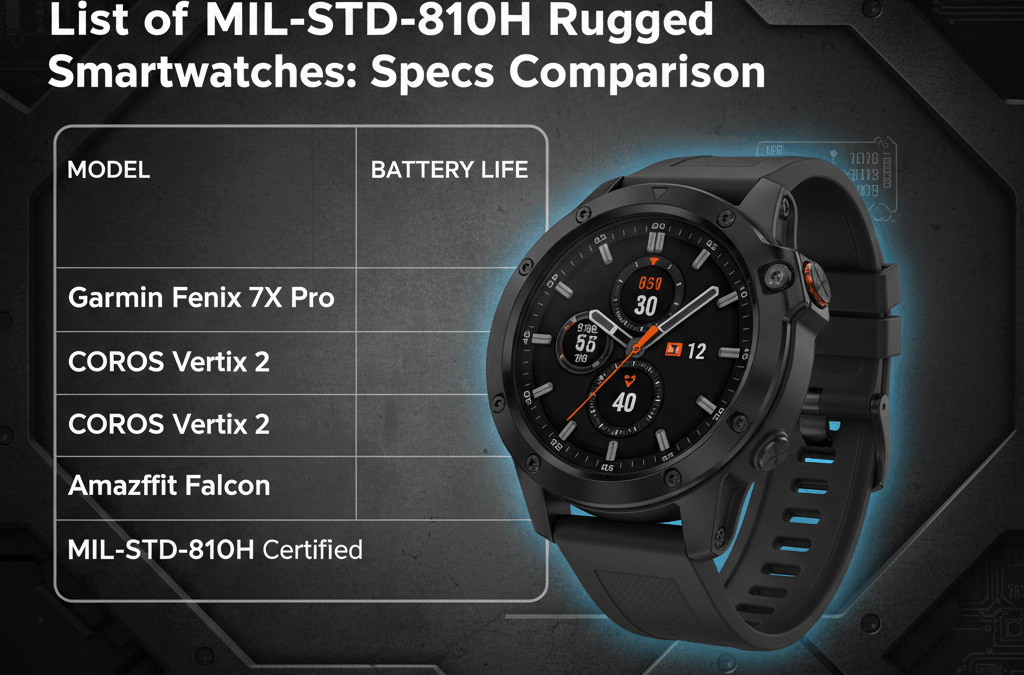 List of MIL-STD-810H Rugged Smartwatches Specs Comparison