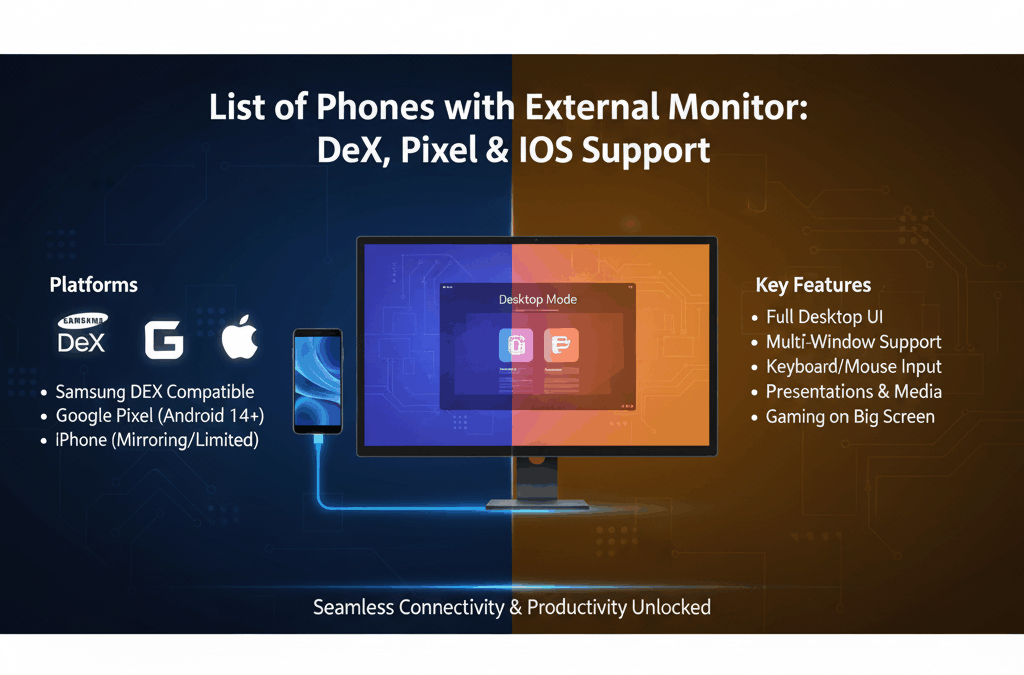 List of Phones with External Monitor DeX, Pixel & iOS Support