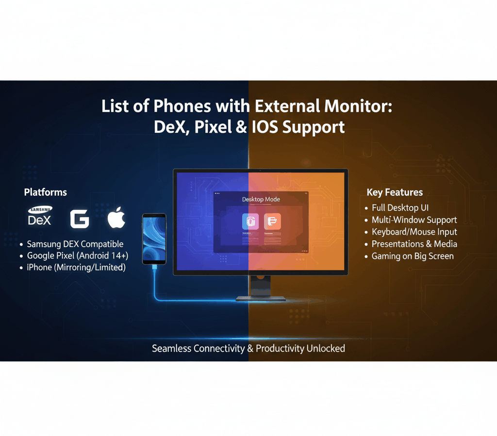 List of Phones with External Monitor DeX, Pixel & iOS Support