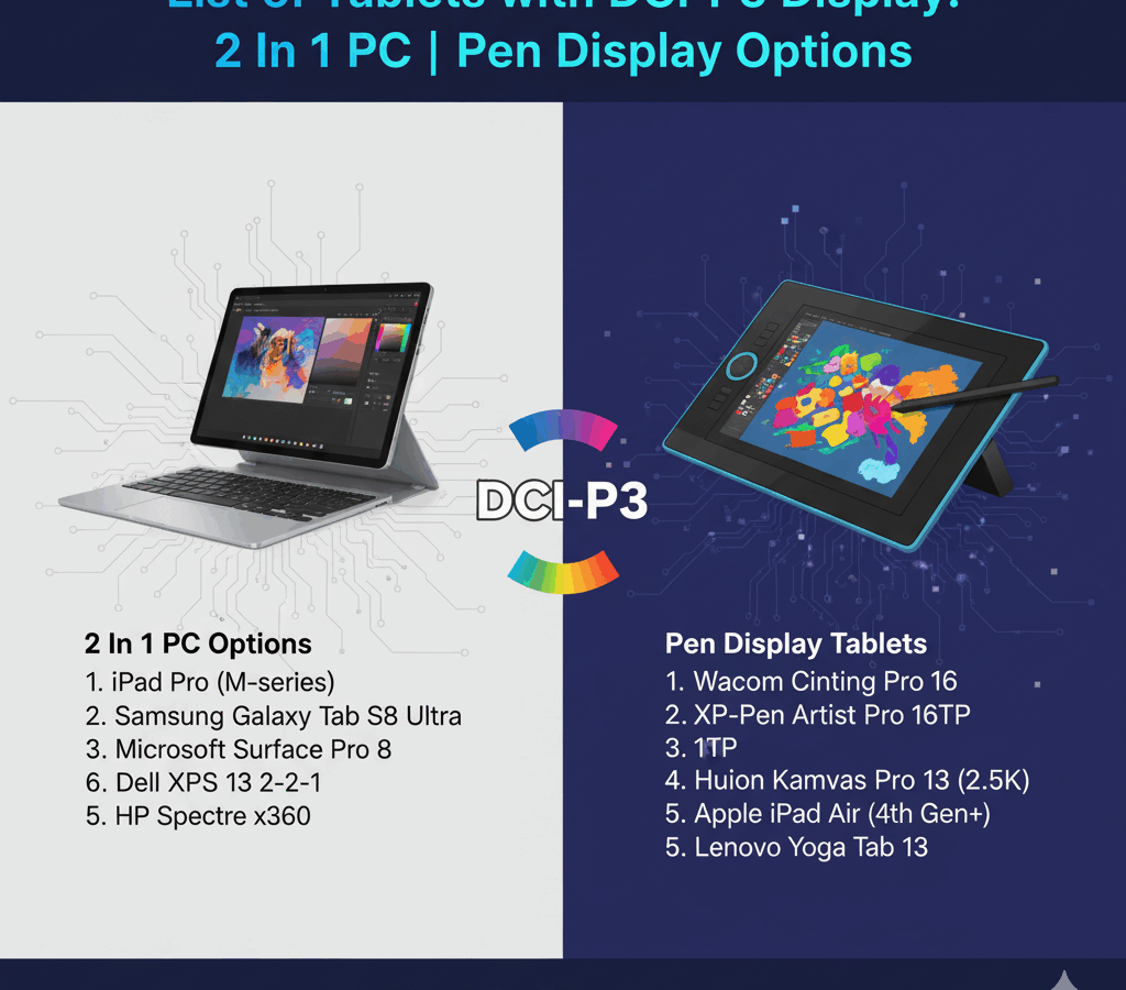 List of Tablets with DCI-P3 Display 2 In 1 PC Pen Display Options