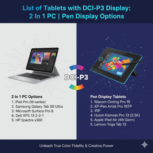 List of Tablets with DCI-P3 Display 2 In 1 PC Pen Display Options