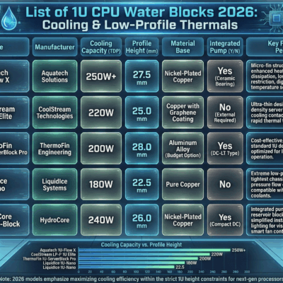 List of 1U CPU Water Blocks 2026 Cooling & Low-Profile Thermals