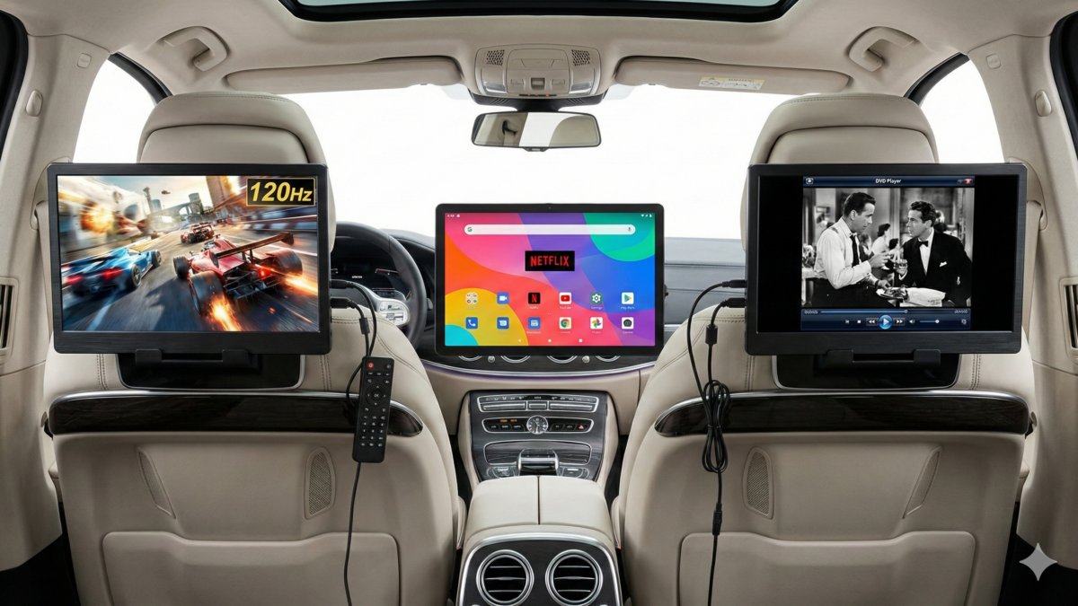 Best Portable Car Headrest Monitors 120Hz Gaming, Android & DVD