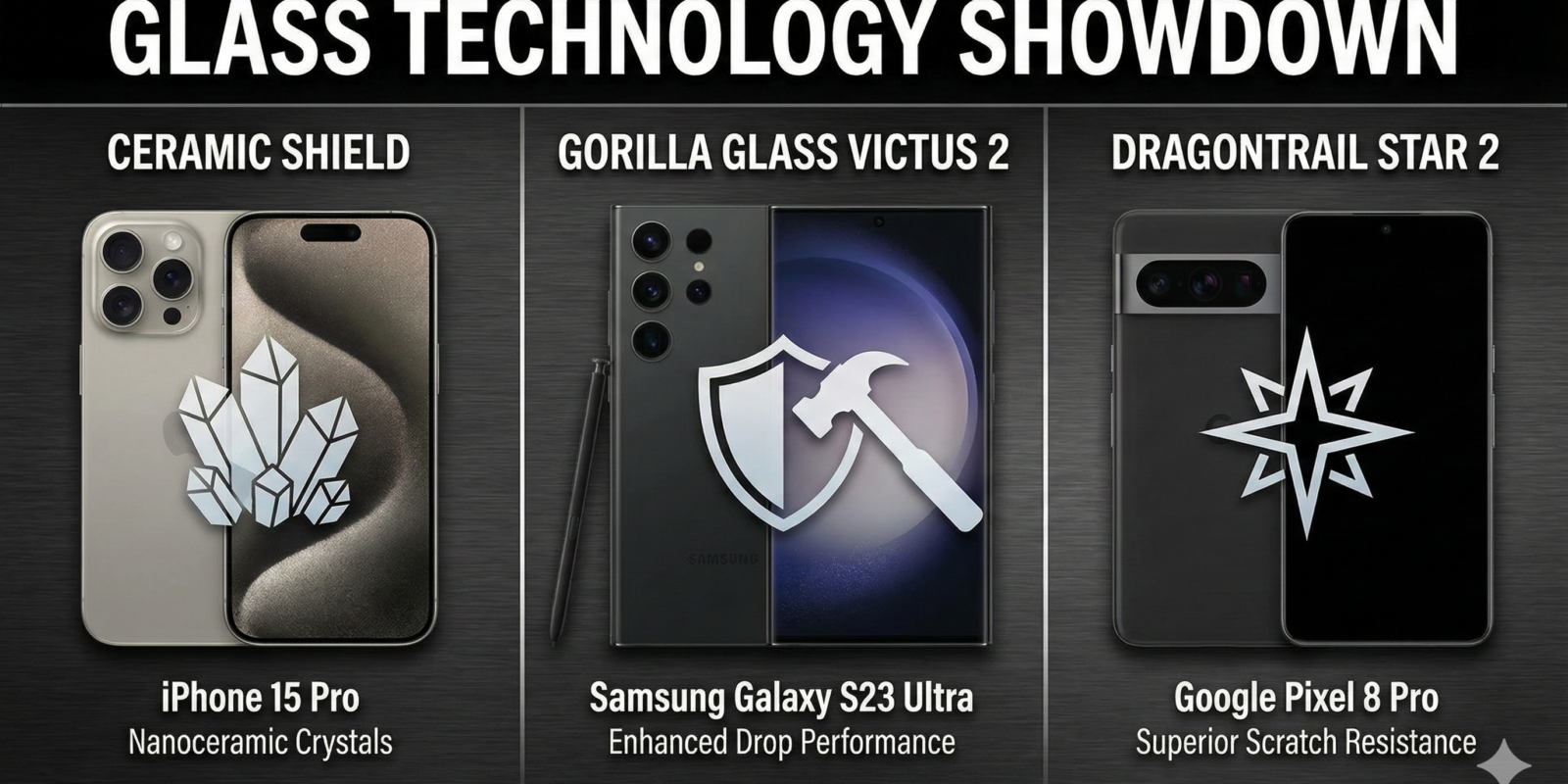 Ceramic Shield vs. Gorilla Glass Victus 2 vs. Dragontrail Star 2
