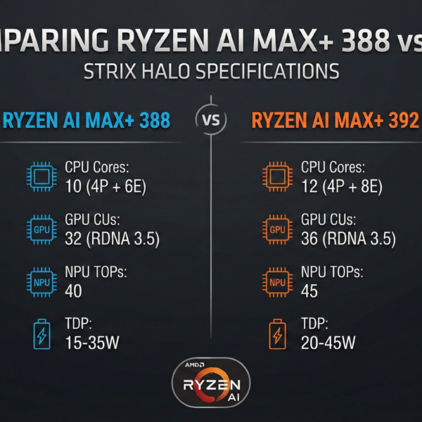 Comparing Ryzen AI Max+ 388 vs 392 Strix Halo Specifications
