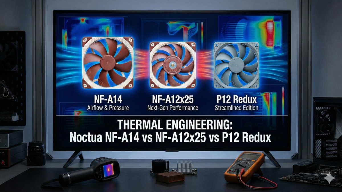 Noctua NF-A14 vs NF-A12x25 vs P12 Redux Thermal Engineering