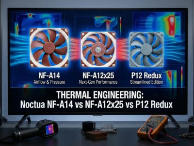 Noctua NF-A14 vs NF-A12x25 vs P12 Redux Thermal Engineering