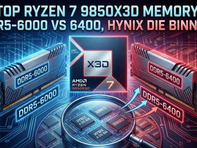 Top Ryzen 7 9850X3D Memory DDR5-6000 vs 6400, Hynix Die Binning