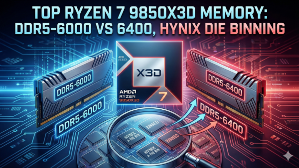 Top Ryzen 7 9850X3D Memory DDR5-6000 vs 6400, Hynix Die Binning