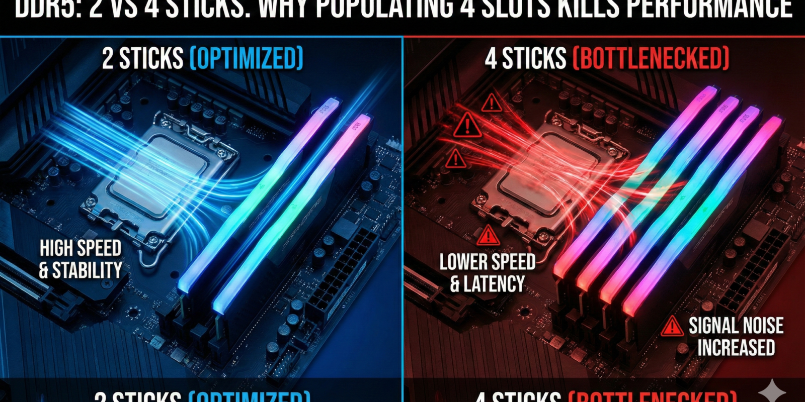 DDR5 2 vs 4 Sticks Why Populating 4 Slots Kills MB Performance