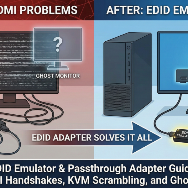 EDID Emulator & Passthrough Adapter Guide Fixing HDMI Handshakes, KVM Scrambling, and Ghost Monitors