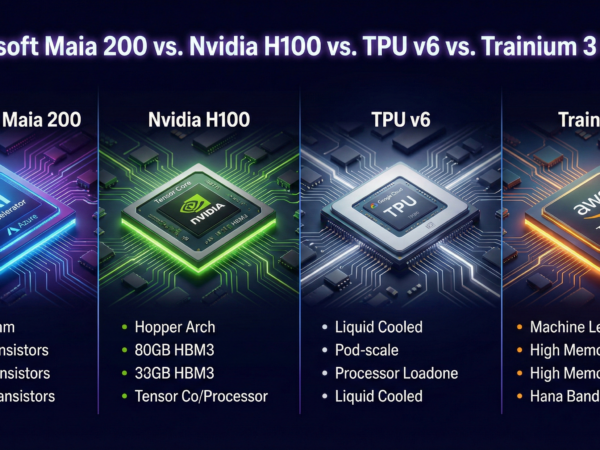Microsoft Maia 200 vs. Nvidia H100 vs. TPU v6 vs. Trainium 3 Specs