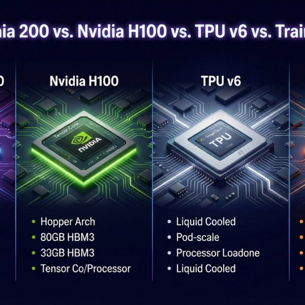 Microsoft Maia 200 vs. Nvidia H100 vs. TPU v6 vs. Trainium 3 Specs
