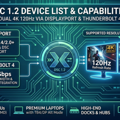 DSC 1.2 Device List Dual 4K 120Hz via DisplayPort & Thunderbolt 4
