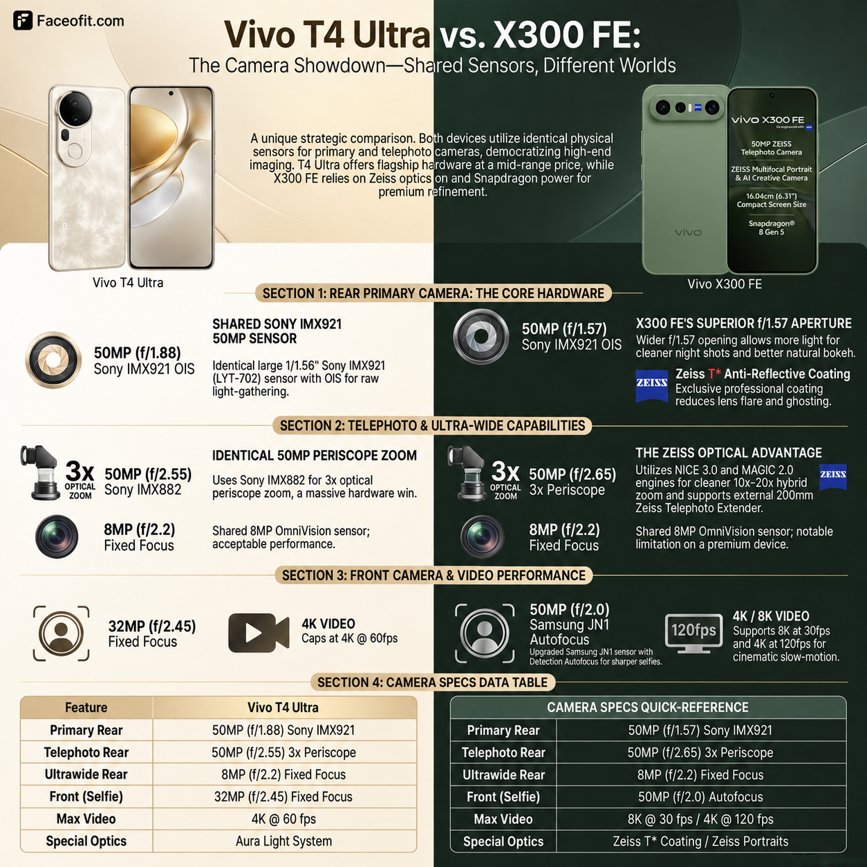 Vivo T4 Ultra vs X300 FE Smartphone Camera Hardware Showdown