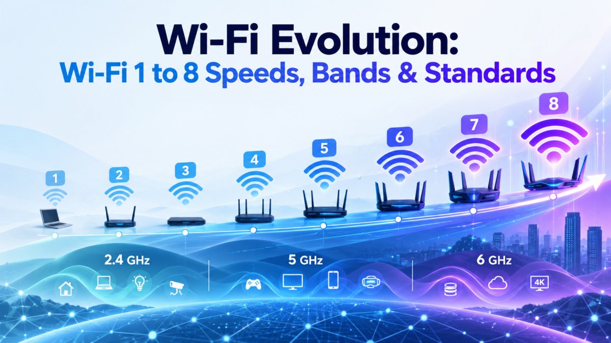 Wi-Fi Evolution: Wi-Fi 1 to 8 Speeds, Bands & Standards